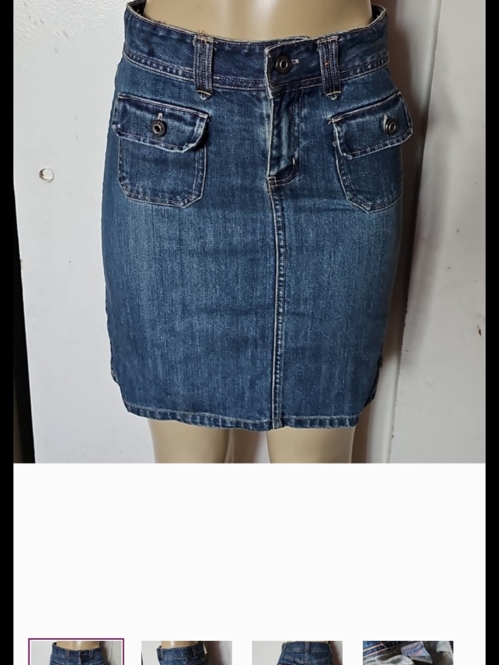 Old Navy Dark Blue Denim Mini Skirt with Front Flap Pockets